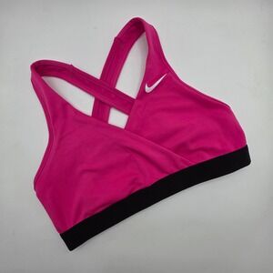 Nike Dri-FIT Indy Sports Bra Pink Black Wrap Front Strappy CQ9289-621 Womens M